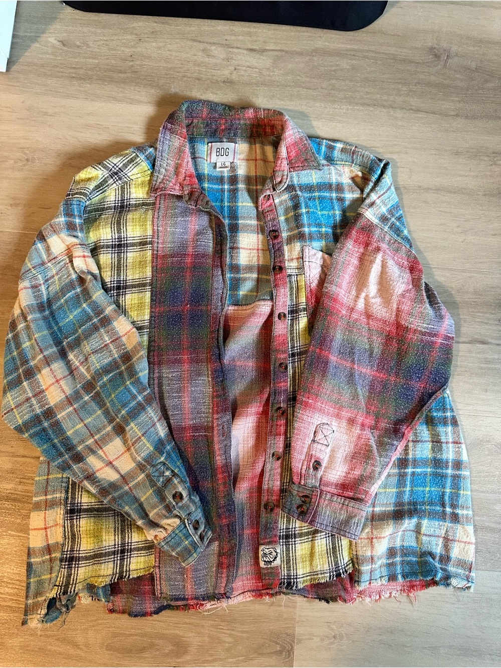 BDG Multicolor Plaid Patchwork Flannel Shirt